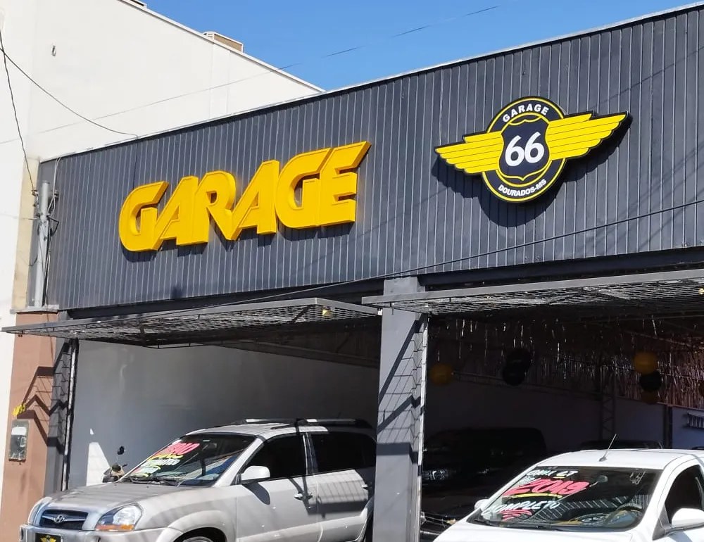Fachada real da Garage 66, em Dourados